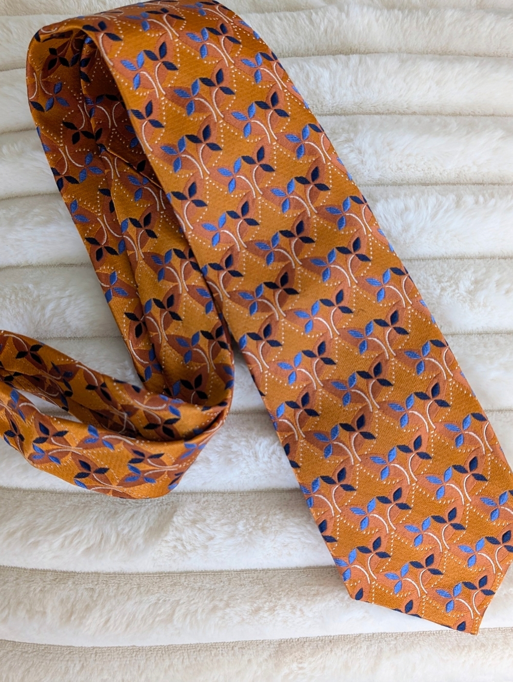 J.Z. Richards Orange Floral Geometric Men's Silk Tie